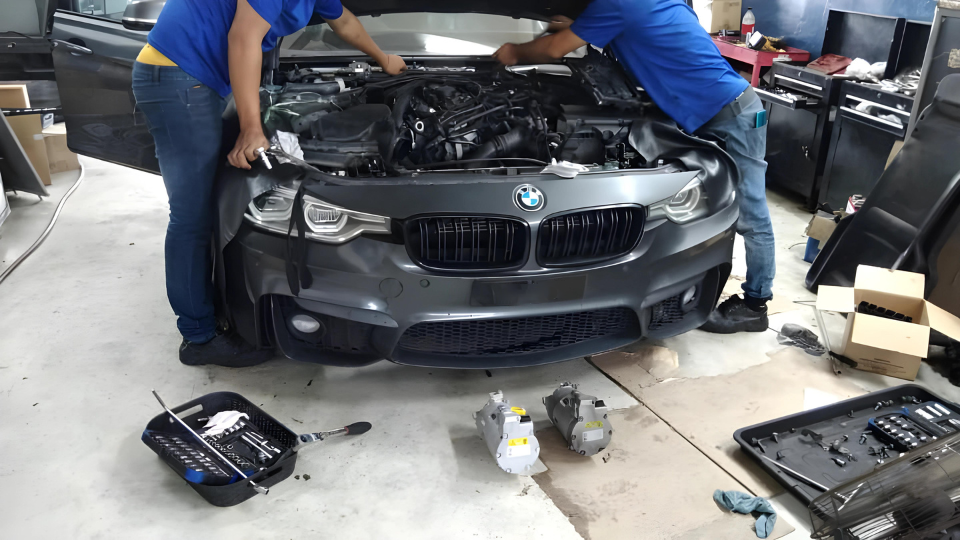 BMW receiving aircond work at Kool-Aire